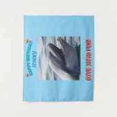 Blue and Coral Dolphin Birthday Splash Wandkleed (Voorkant)