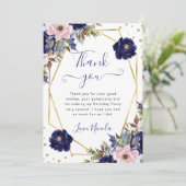 Blue and Cream Flowers Lijst Verjaardag Bedankkaart (Staand voorkant)
