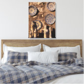 Blue and Cream Pottery Umbria Poster Plaque Canvas Afdruk (Insitu (Slaapkamer))