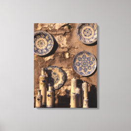Blue and Cream Pottery Umbria Poster Plaque Canvas Afdruk