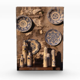 Blue and Cream Pottery Umbria Poster Plaque Fotoblokken
