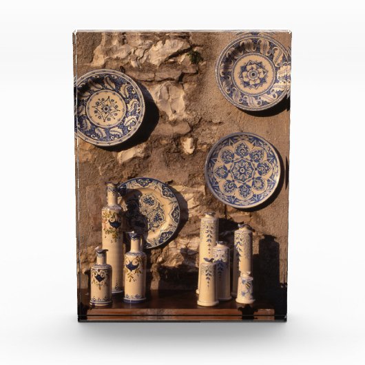 Blue and Cream Pottery Umbria Poster Plaque Fotoblokken (Voorkant)