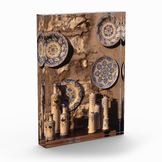 Blue and Cream Pottery Umbria Poster Plaque Fotoblokken (Links)