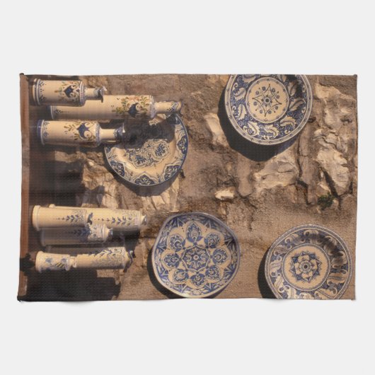 Blue and Cream Pottery Umbria Poster Plaque iPad A Theedoek (Horizontaal)