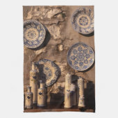 Blue and Cream Pottery Umbria Poster Plaque iPad A Theedoek (Verticaal)