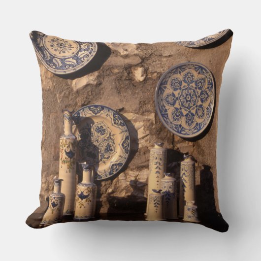 Blue and Cream Pottery Umbria Poster Plaque Kussen (Voorkant)