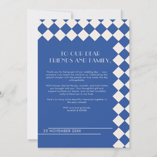 Blue and Cream Retro Bold Liefde & Bedankt Wedding (Voorkant)