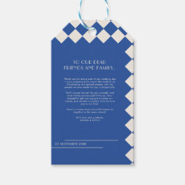 Blue and Cream Retro Bold Liefde & Bedankt Wedding Cadeaulabel