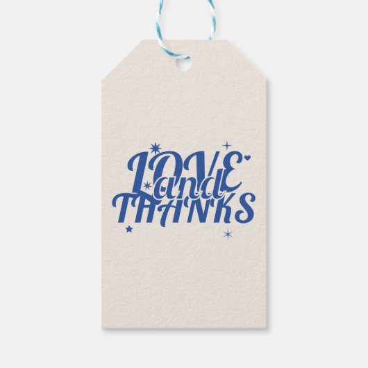 Blue and Cream Retro Bold Liefde & Bedankt Wedding Cadeaulabel (Achterkant)