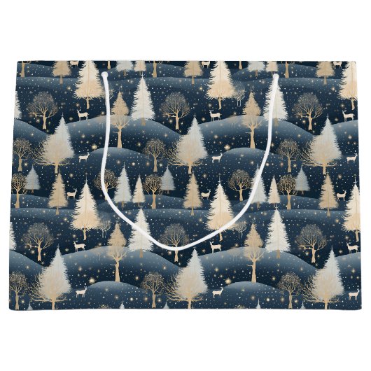 Blue and Cream Snowy Fields Groot Cadeauzakje (Voorkant)