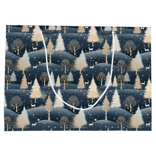 Blue and Cream Snowy Fields  Groot Cadeauzakje (Achterkant)