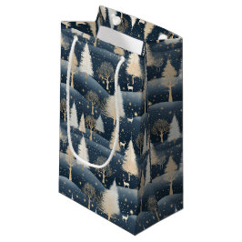 Blue and Cream Snowy Fields  Klein Cadeauzakje