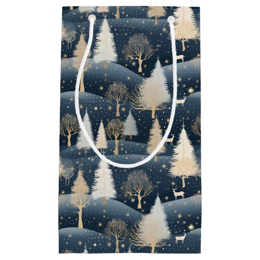 Blue and Cream Snowy Fields  Klein Cadeauzakje (Voorkant)