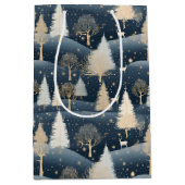Blue and Cream Snowy Fields Medium Cadeauzakje (Voorkant)