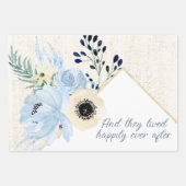 Blue and Cream Waterverf Flowers Lijst Inpakpapier Vel (Voorkant 2)