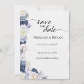 Blue and Cream Waterverf Save-the-Date Invitation Kaart (Voorkant)