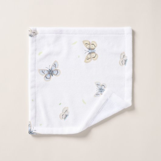 Blue and Crème Butterflies Charming Garden Fauna T Bad Handdoek (Wasdoekje)