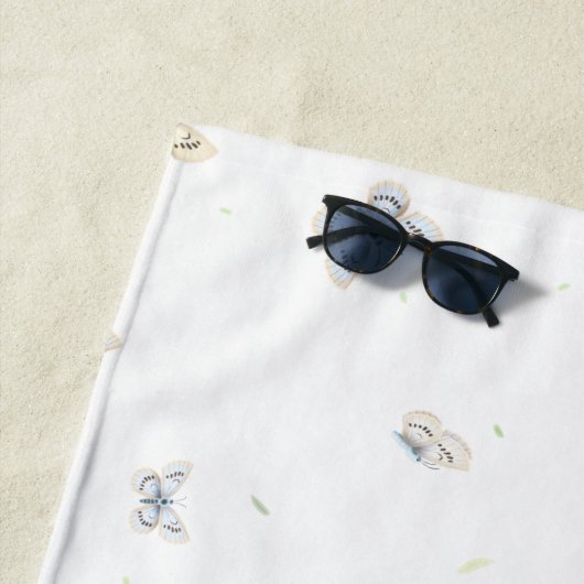 Blue and Crème Butterflies Charming Garden Fauna T Strandlaken (In situ)