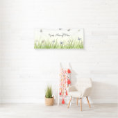 Blue and Crème Butterflies Charming Garden Scene B Spandoek (Insitu)
