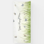 Blue and Crème Butterflies Charming Garden Scene B Spandoek (Verticaal)