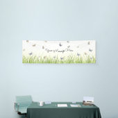 Blue and Crème Butterflies Charming Garden Scene B Spandoek (Beurs)