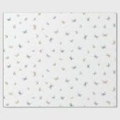 Blue and Crème Butterflies Garden Fauna Cadeaupapier (Vlak)