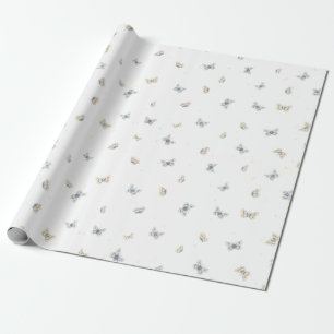 Blue and Crème Butterflies Garden Fauna Cadeaupapier