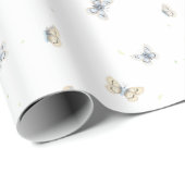 Blue and Crème Butterflies Garden Fauna Cadeaupapier (Rol Hoek)