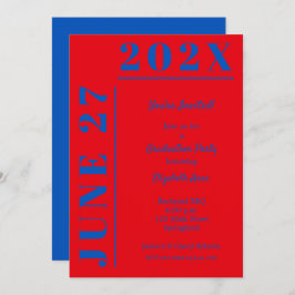 Blue and Crimson Graduation Party Kaart