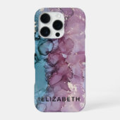 blue and dusty pink gold marble  personalized  iPhone hoesje (Achterkant)