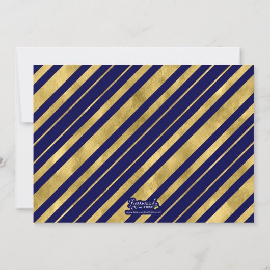 Blue and Faux Gold Geometric Photo Afstudeerder Pa Kaart (Achterkant)