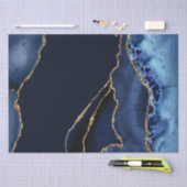 Blue and Faux Gold Glitter Marble Agate Tissuepapier (Craft)