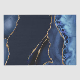 Blue and Faux Gold Glitter Marble Agate Tissuepapier