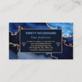 Blue and Faux Gold Glitter Marble Agate Visitekaartje (Achterkant)