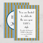 Blue and Gold 1920s Gatsby New Year Party Kaart (Voorkant / Achterkant)