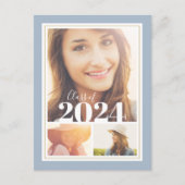 Blue and Gold 3 Photo Graduparty Invitation Aankondigingskaart (Voorkant)