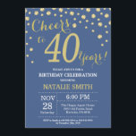 Blue and Gold 40th Birthday Diamond Kaart<br><div class="desc">40e verjaardag Uitnodiging met een blauwe en gouden achtergrond van Glitter Diamond. Gold Confetti. Volwassen verjaardag. Mannelijke Mannen of vrouwen: Birthday. Voor verdere aanpassing,  te klikken gelieve de knoop "van de Aanpassing het"en ons ontwerphulpmiddel te gebruiken om deze sjabloon te wijzigen.</div>