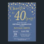 Blue and Gold 40th Birthday Diamond Kaart<br><div class="desc">40e verjaardag Uitnodiging met een blauwe en gouden achtergrond van Glitter Diamond. Gold Confetti. Volwassen verjaardag. Mannelijke Mannen of vrouwen: Birthday. Voor verdere aanpassing,  te klikken gelieve de knoop "van de Aanpassing het"en ons ontwerphulpmiddel te gebruiken om deze sjabloon te wijzigen.</div>