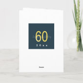 Blue and Gold 60th Birthday Card Kaart (Achterkant)