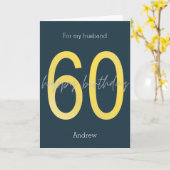 Blue and Gold 60th Birthday Card Kaart (Gele Bloem)