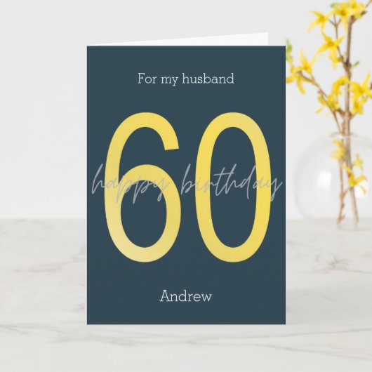 Blue and Gold 60th Birthday Card Kaart (Gele Bloem)
