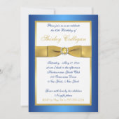 Blue and Gold 65th Birthday Invitation Kaart (Voorkant)