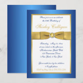Blue and Gold 65th Birthday Invitation Kaart (Voorkant / Achterkant)