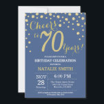 Blue and Gold 70th Birthday Diamond Kaart<br><div class="desc">70e verjaardag Uitnodiging met een blauwe en goudglitter Diamond achtergrond. Gold Confetti. Volwassen verjaardag. Mannelijke Mannen of vrouwen: Birthday. Voor verdere aanpassing,  te klikken gelieve de knoop "van de Aanpassing het"en ons ontwerphulpmiddel te gebruiken om deze sjabloon te wijzigen.</div>