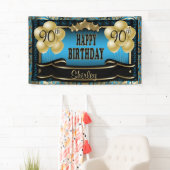 Blue and Gold Abstract Happy 00th Birthday Spandoek (Insitu)