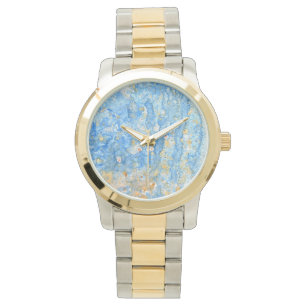 Blue and Gold Abstract Watch Horloge