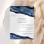 Blue and Gold Agate Border, Bar Mitzvah Kaart<br><div class="desc">Dit moderne ontwerp is voorzien van een prachtige blauwe en goudkleurige rand en uw aangepaste tekst op de voor- en achterkant indien nodig. Gebruik de vorm van de sjabloon om jouw tekst toe te voegen. De geavanceerde het uitgeven menu's, die door "te kiezen verder"worden betreden, zullen u toestaan om de...</div>