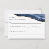 Blue and Gold Agate Border DJ Request Reply Card Kaart (Voorkant)