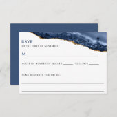 Blue and Gold Agate Border DJ Request Reply Card Kaart (Voorkant / Achterkant)