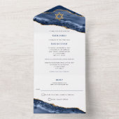Blue and Gold Agate Geode Rock, Bar Mitzvah All In One Uitnodiging (Binnen)